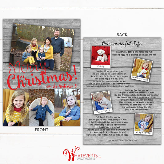 Year In Review Rustic Family Christmas Card