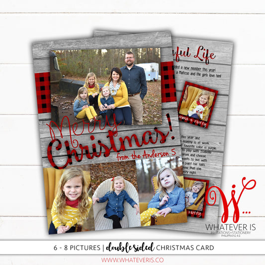 Rustic Buffalo Plaid Year in Review Christmas Card