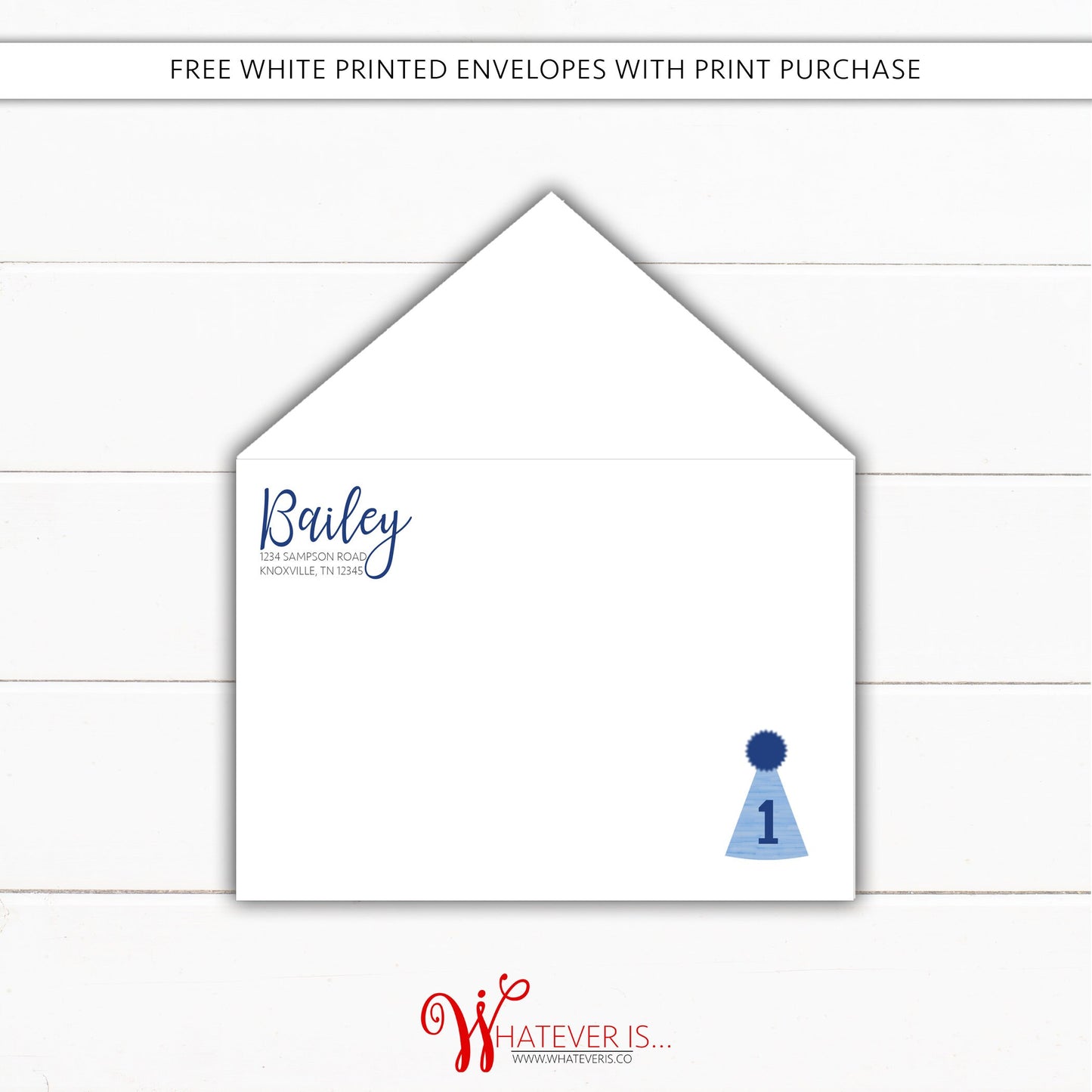 Simple Blue and White 1st Birthday Invitation | Birthday Hat Invitation | First Birthday | Blue Birthday Hat | Simple Blue | Simple Birthday