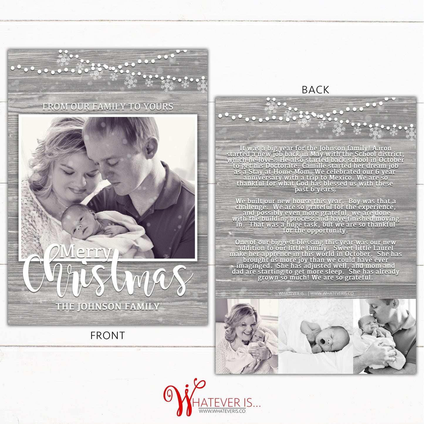 Rustic Snowflake Family Picture Christmas Card