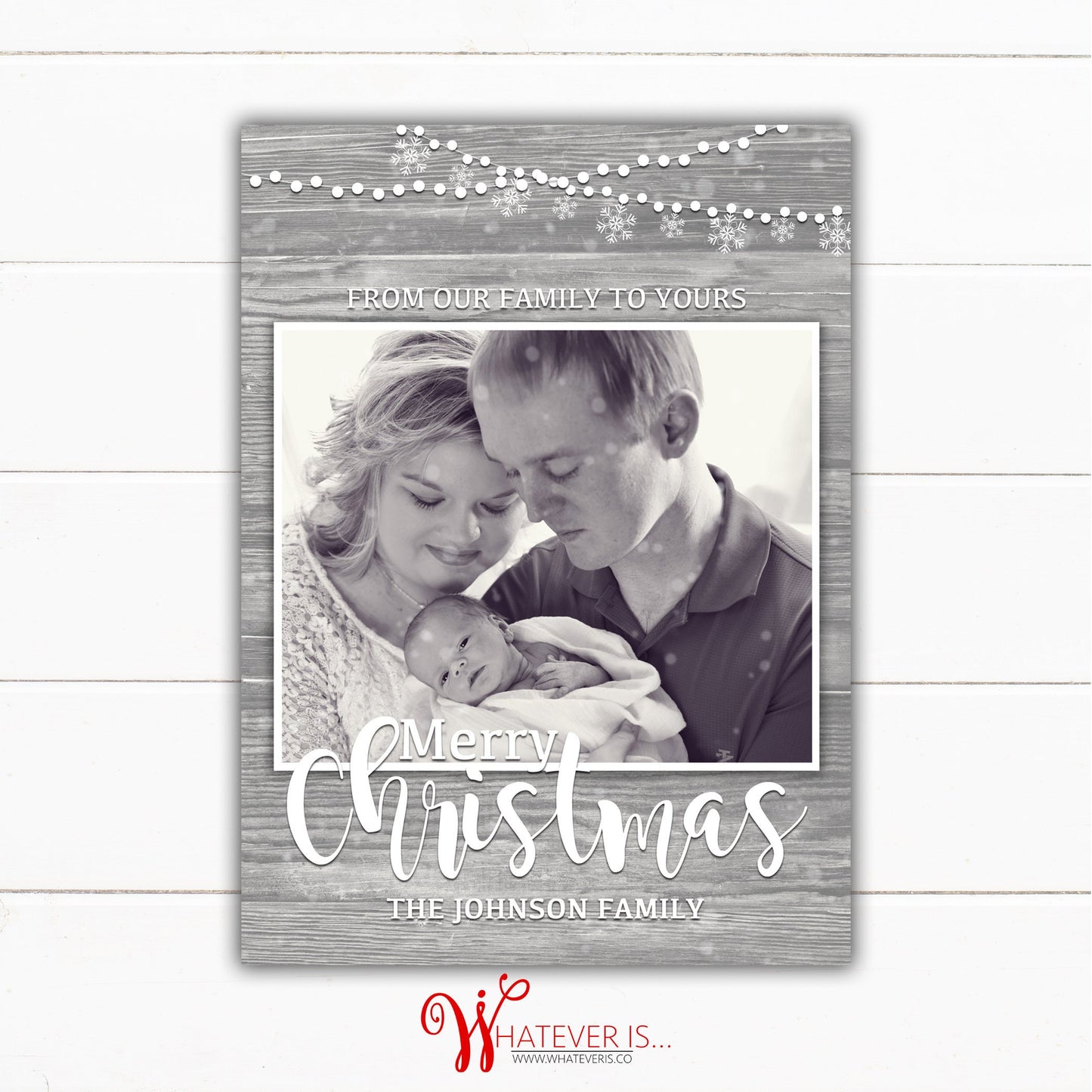 Rustic Snowflake Family Picture Christmas Card