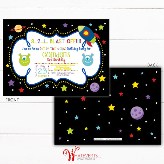 Out Of This World Space Birthday Invitation | Space Birthday | Outer Space Birthday Party | Alien Birthday | Printable Birthday Invitations