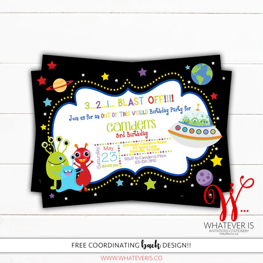 Space Monster Birthday Invitation | Out of this World Birthday Party | 321 Blast Off | Outer Space Birthday Invitation | Monster Birthday