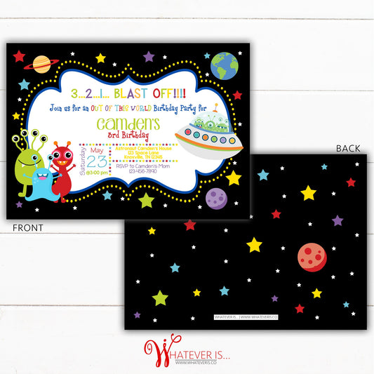 Space Monster Birthday Invitation | Out of this World Birthday Party | 321 Blast Off | Outer Space Birthday Invitation | Monster Birthday