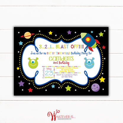 Out Of This World Space Birthday Invitation | Space Birthday | Outer Space Birthday Party | Alien Birthday | Printable Birthday Invitations