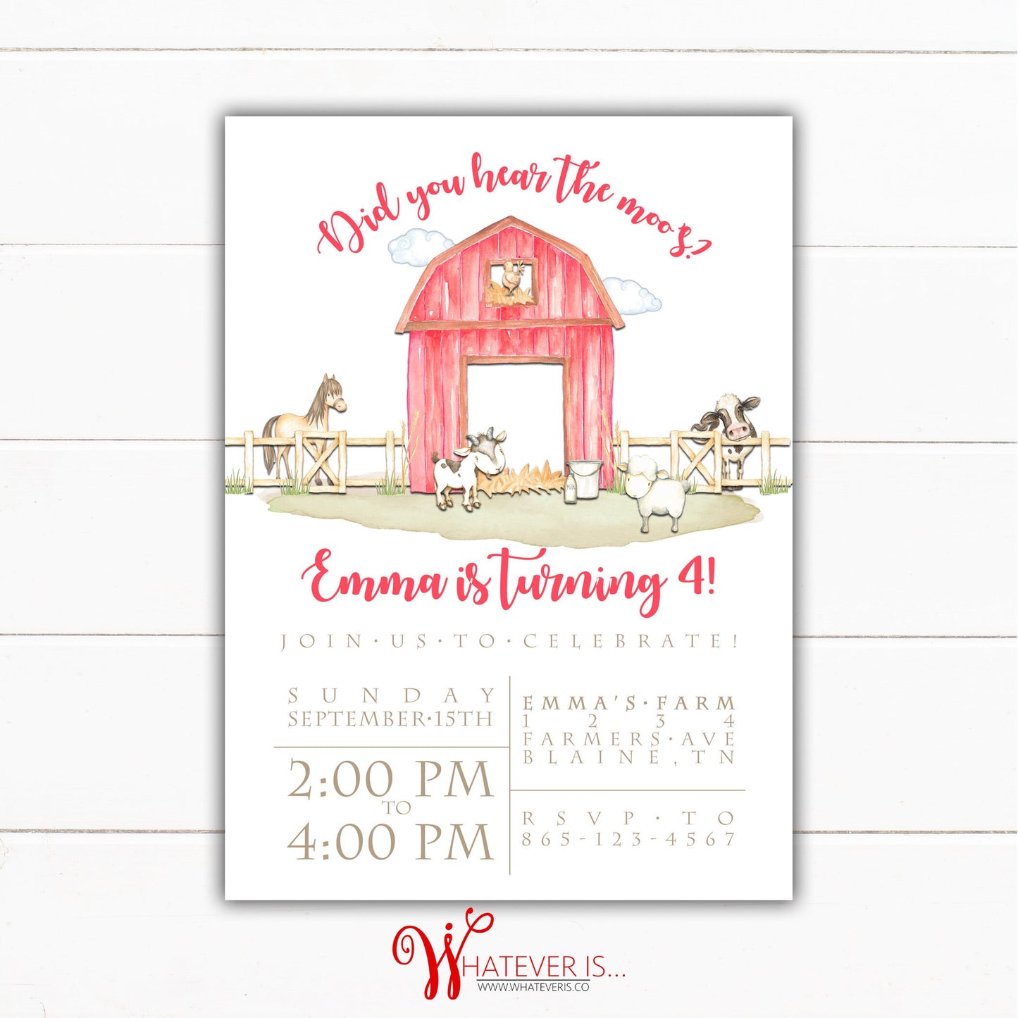 Farm Birthday Invitation | Watercolor Farm | Farm Animal Birthday Invitation | Farm Birthday | Birthday Party Invite | Barnyard Birthday