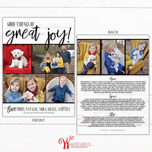 Good Tidings of Great Joy Year in Review Christmas Card