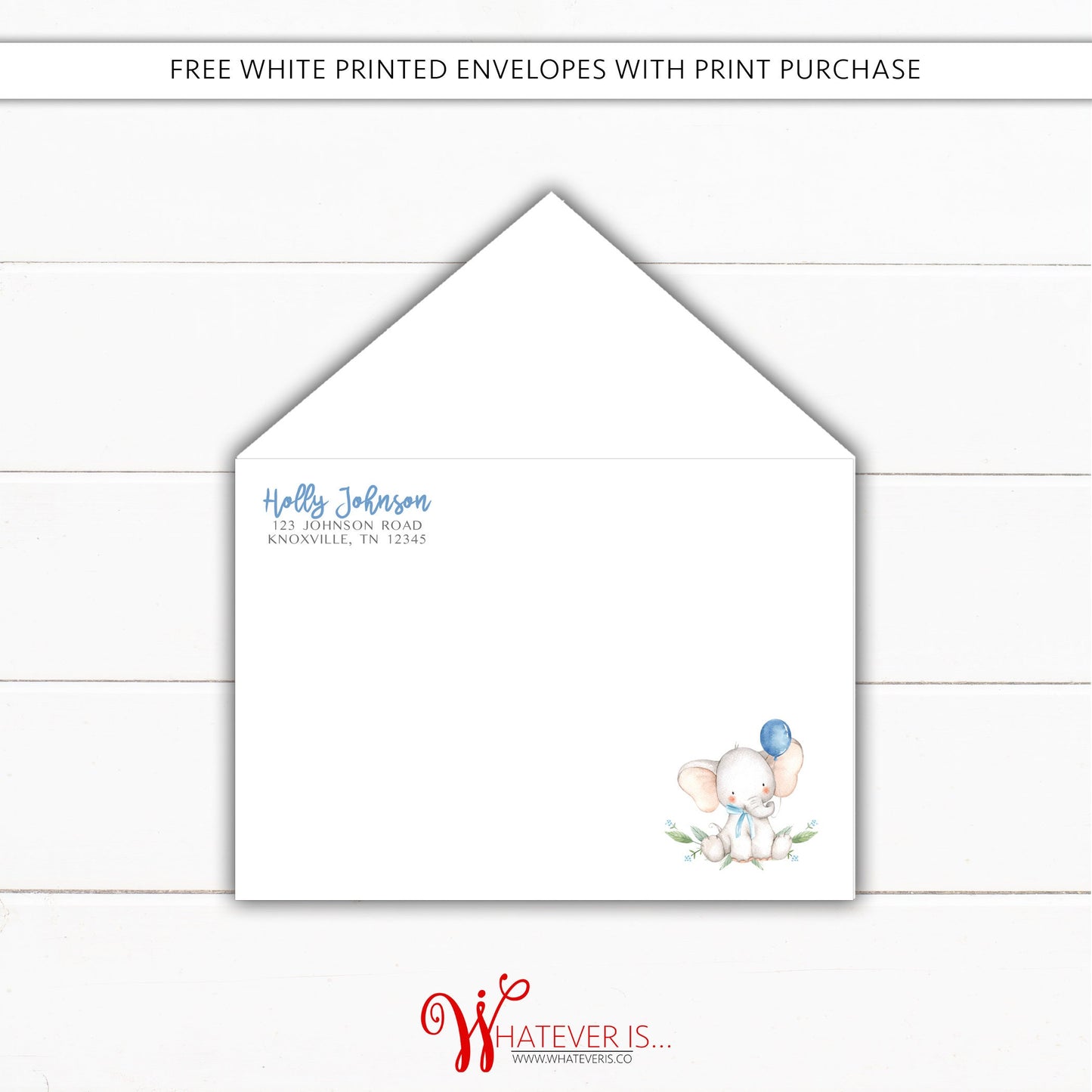 Baby Boy Blue Floral Elephant Baby Shower Printable Invitation