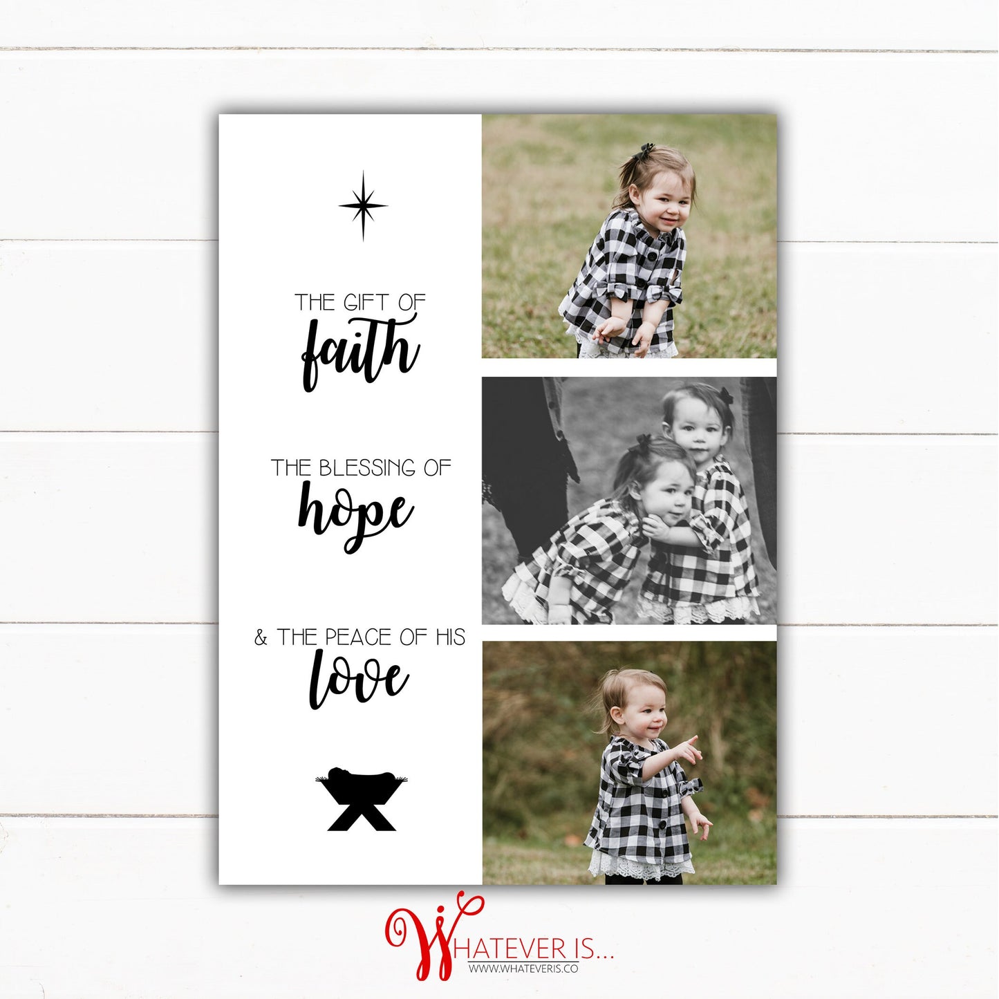 Faith Hope Love Black and White Christmas Card