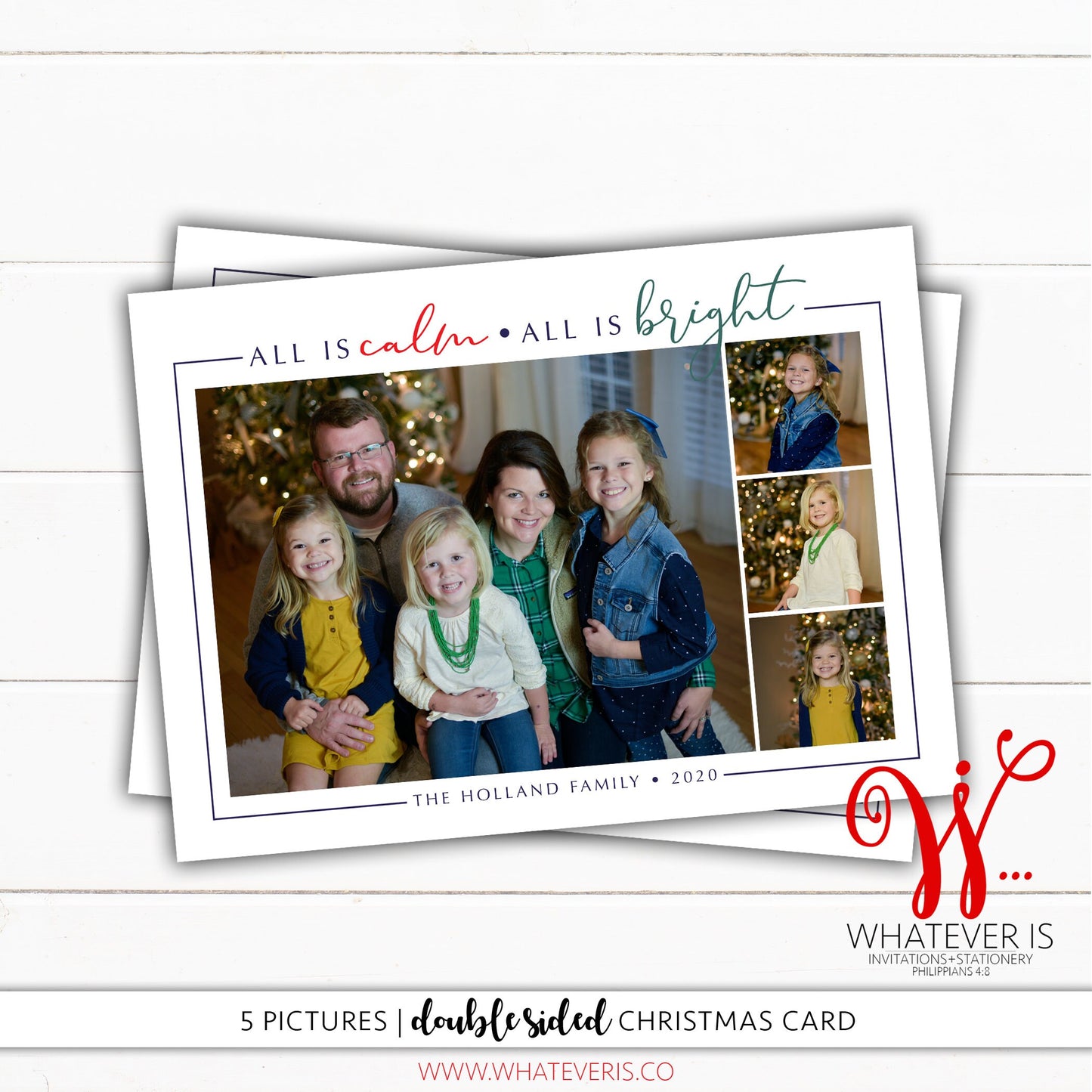 All is Calm Family Picture Christmas Card