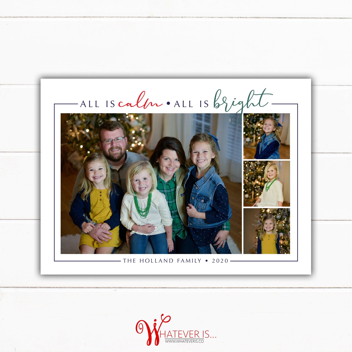 All is Calm Family Picture Christmas Card