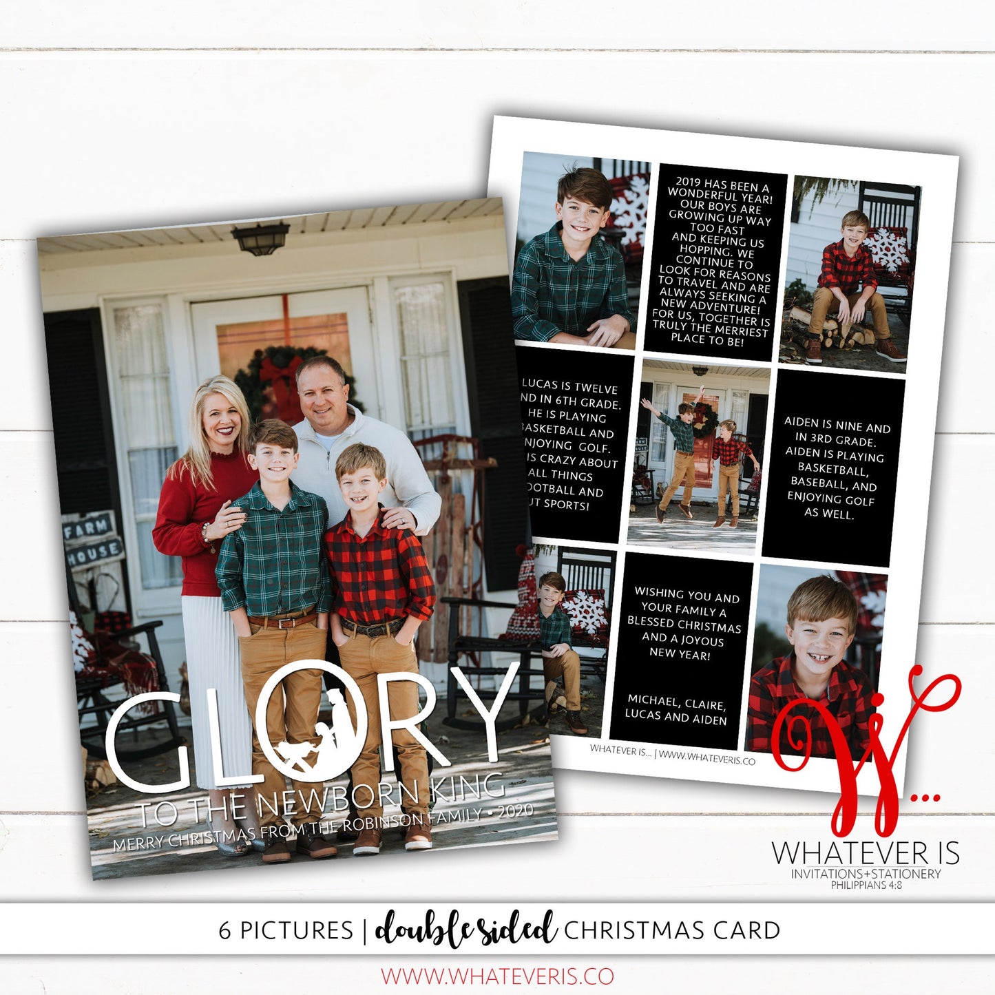 Glory to the New Born King Year in Review Family Christmas Card