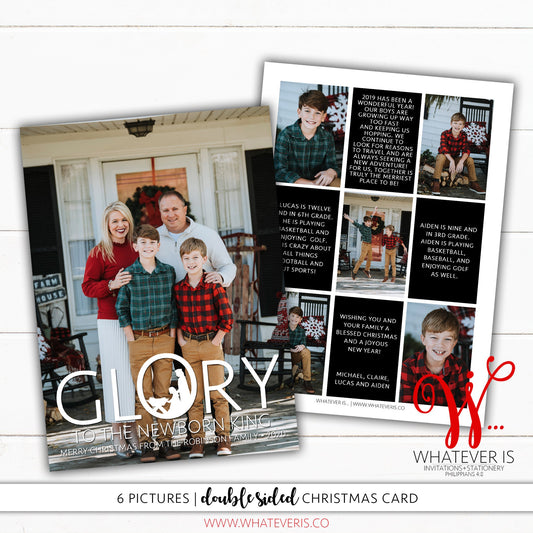 Glory to the New Born King Christmas Card | Family Picture Christmas Card | Year in Review Christmas Card | Christian Christmas | Nativity