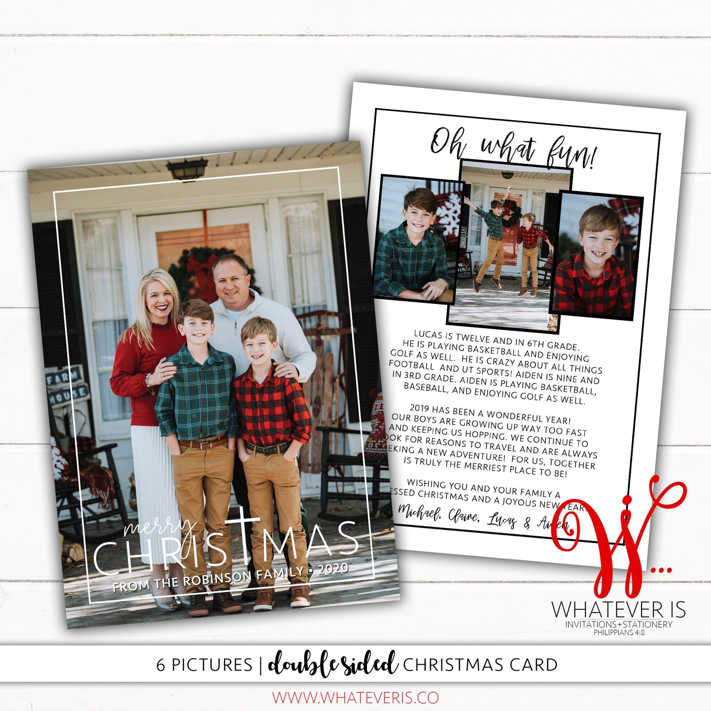 Merry Christmas Cross Christian Family Picture Christmas Card