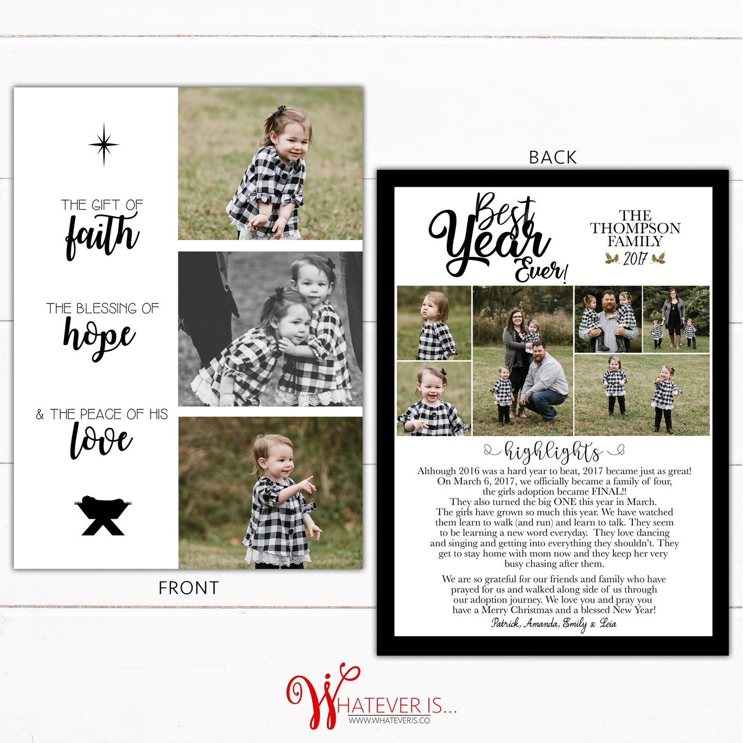 Faith Hope Love Black and White Christmas Card