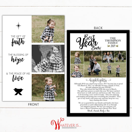 Faith Hope Love Black and White Christmas Card