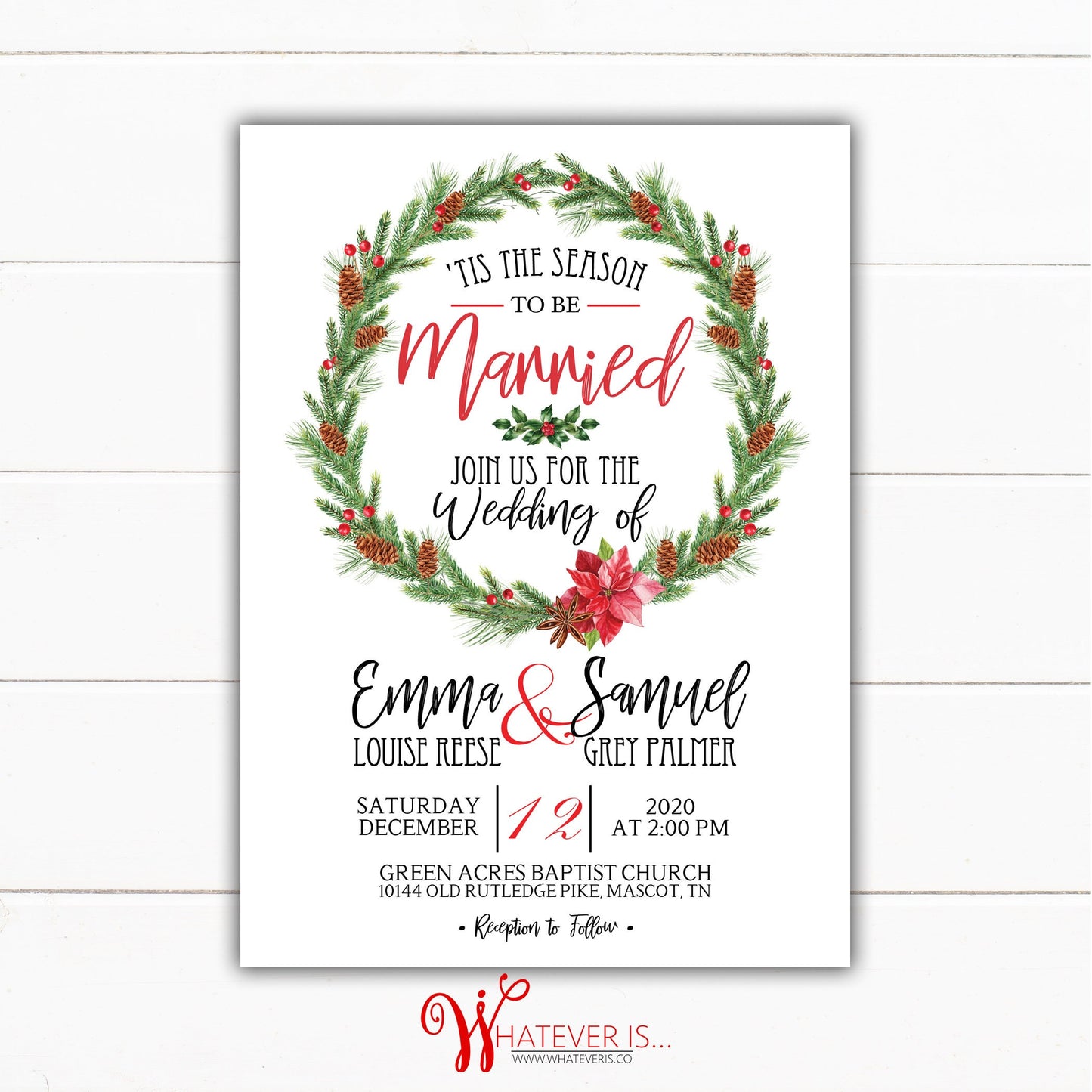 Tis the Season to be Married Personalized Wedding Invitation