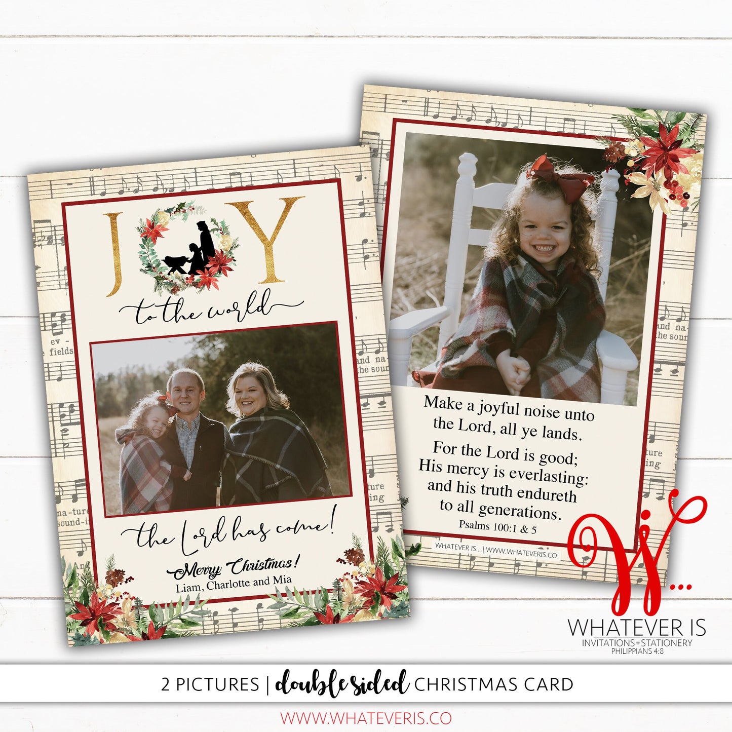 Joy to the World Nativity Psalm 100 Christian Christmas Card