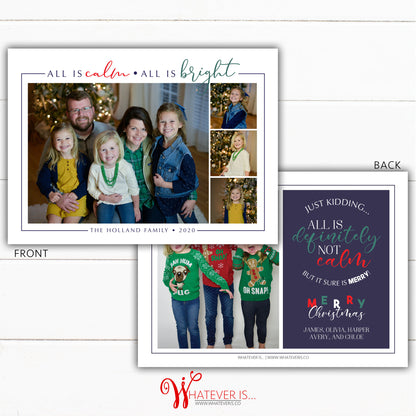 All is Calm Family Picture Christmas Card