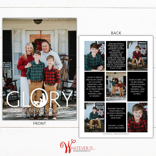 Glory to the New Born King Year in Review Family Christmas Card