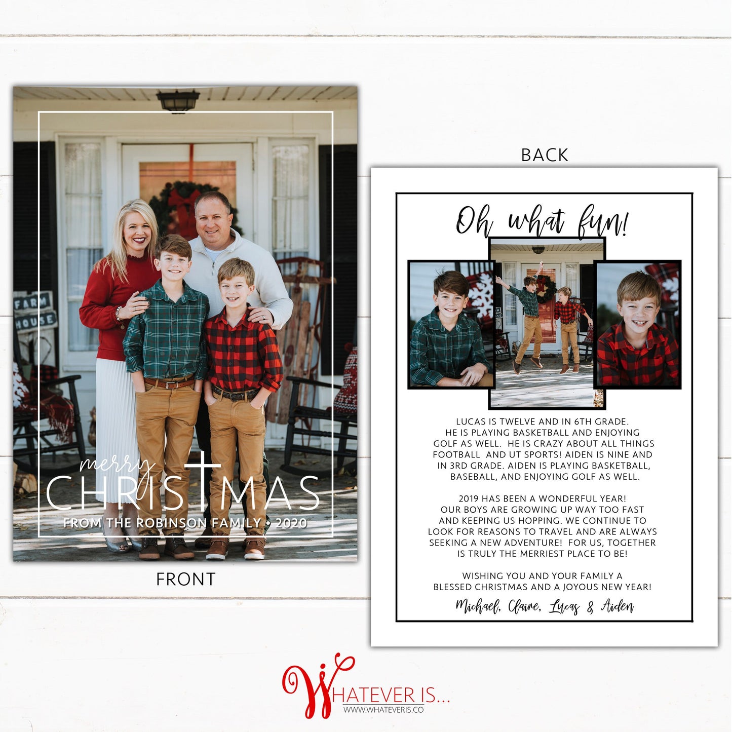 Merry Christmas Cross Christian Family Picture Christmas Card