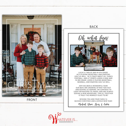 Merry Christmas Cross Christian Family Picture Christmas Card