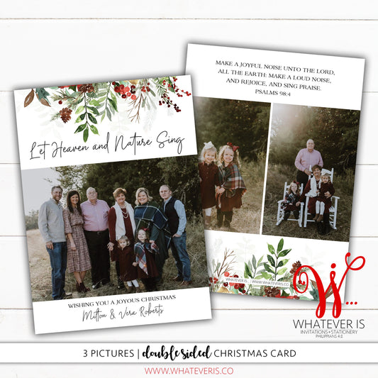 Let Heaven and Nature Sing Christmas Card | Family Picture Christmas Card | Psalms 94:4 | Christian Christmas | Grandparent Christmas Card