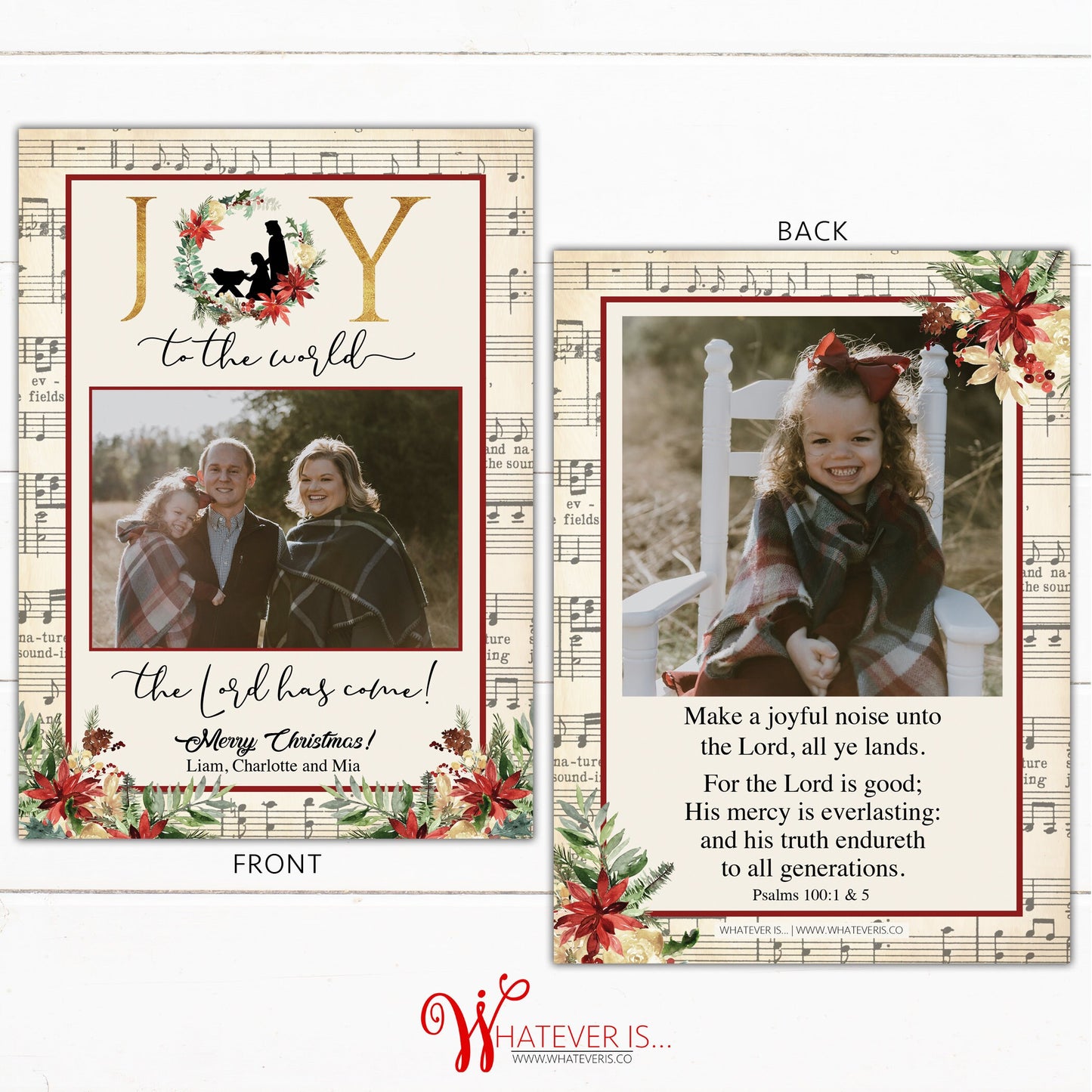 Joy to the World Nativity Psalm 100 Christian Christmas Card