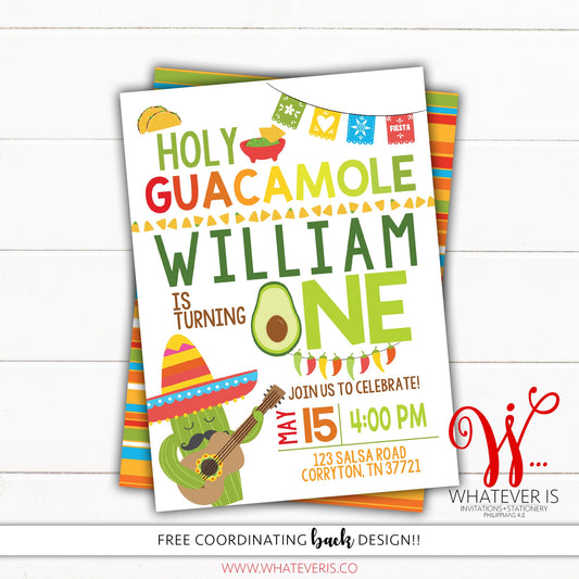 Holy Guacamole First Birthday Invitation
