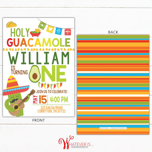 Holy Guacamole First Birthday Invitation