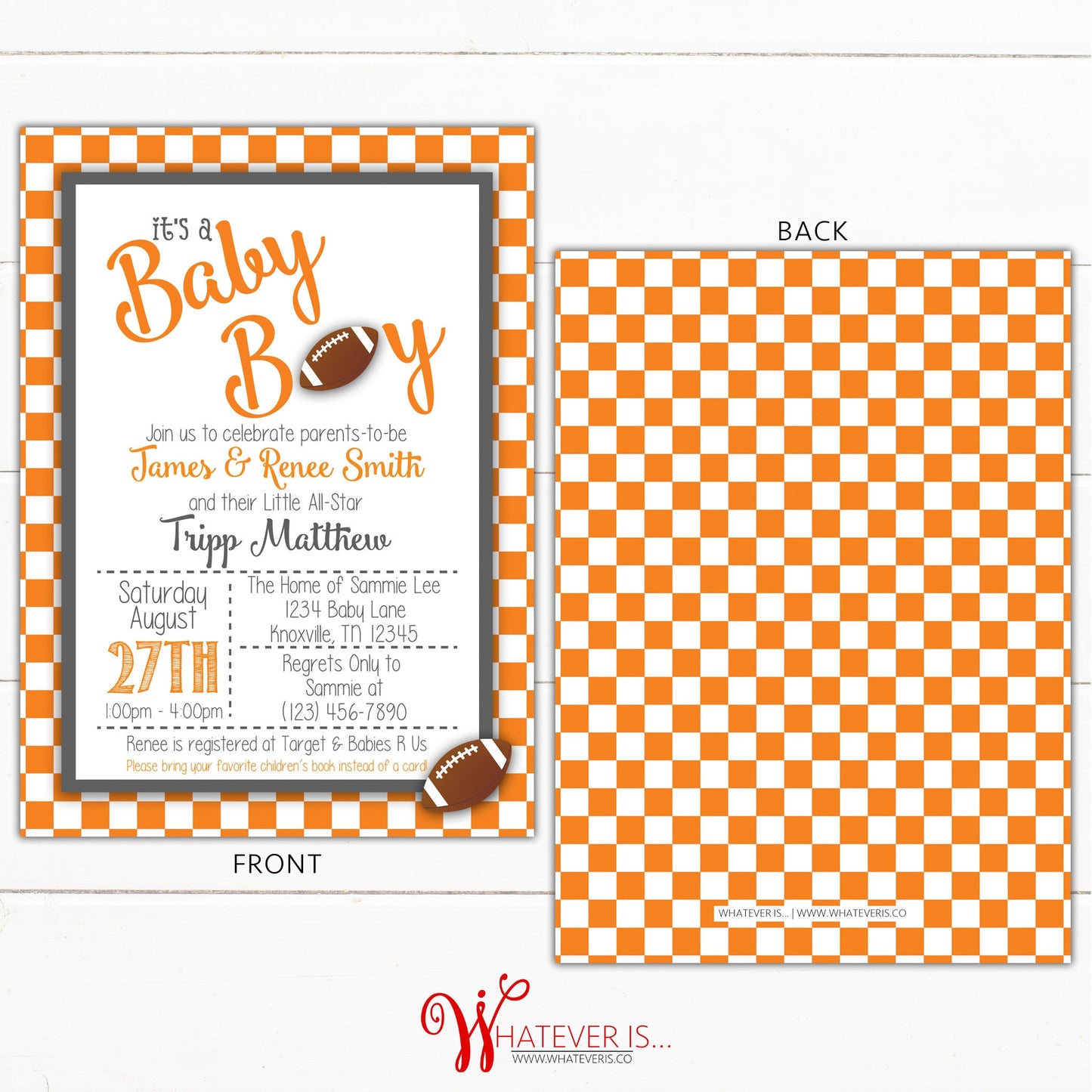 Football Baby Shower Invitation | Sport Baby Shower | College Football Baby Shower | Tennessee Baby Shower | Sports Baby Shower | Football