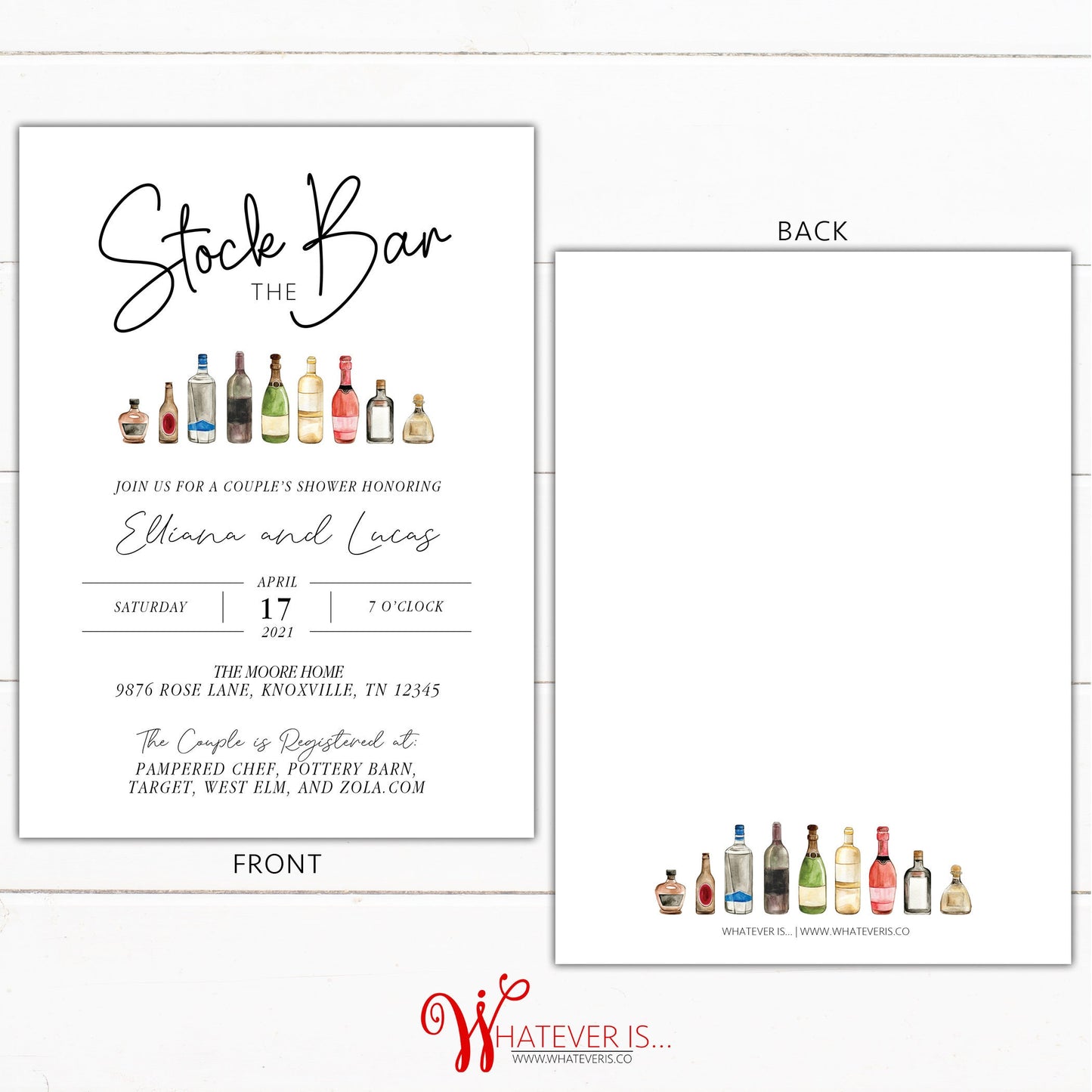 Stock the Bar Bridal Shower Invitations | Stock the Bar Couples Shower | Booze and Barware | Wedding Shower Invitation | Engagement