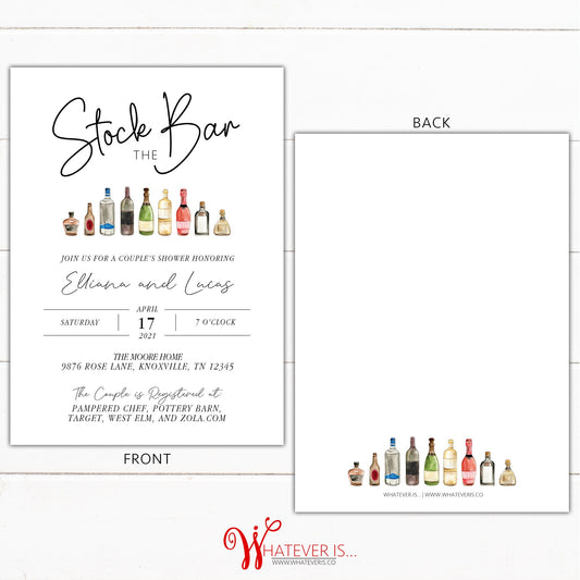 Stock the Bar Bridal Shower Invitations | Stock the Bar Couples Shower | Booze and Barware | Wedding Shower Invitation | Engagement