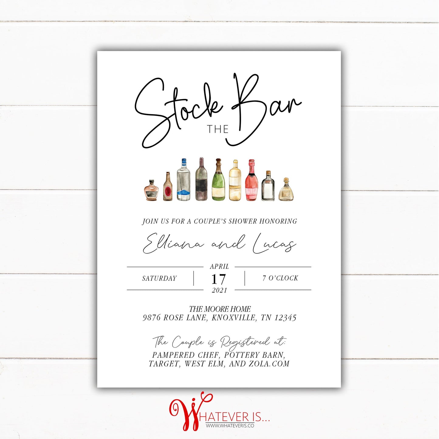 Stock the Bar Bridal Shower Invitations | Stock the Bar Couples Shower | Booze and Barware | Wedding Shower Invitation | Engagement