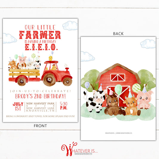 Farm Birthday Invitation | Farm Animal Birthday Invitation | EIEIO Birthday | Birthday Party Invite | Barnyard Farm | Barn Birthday Invite