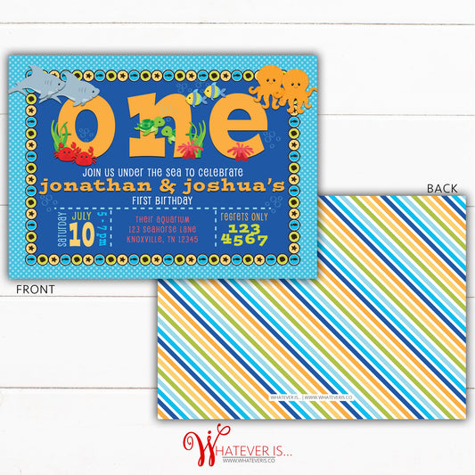 Under the Sea First Birthday Invitation | Ocean Birthday | Under the Sea Party Boy | Sea Birthday | Sea Animal Theme Birthday | WI012