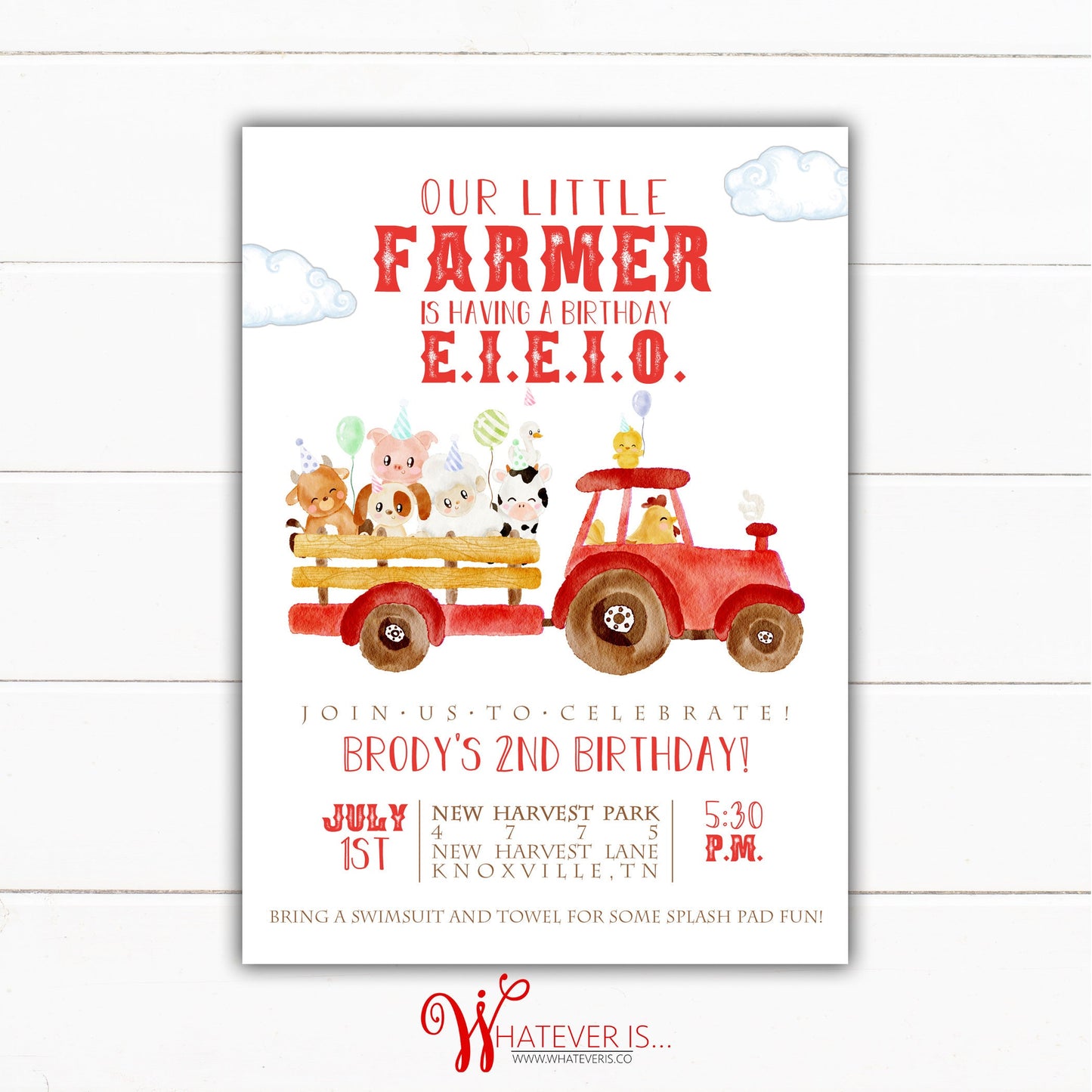 Farm Birthday Invitation | Farm Animal Birthday Invitation | EIEIO Birthday | Birthday Party Invite | Barnyard Farm | Barn Birthday Invite