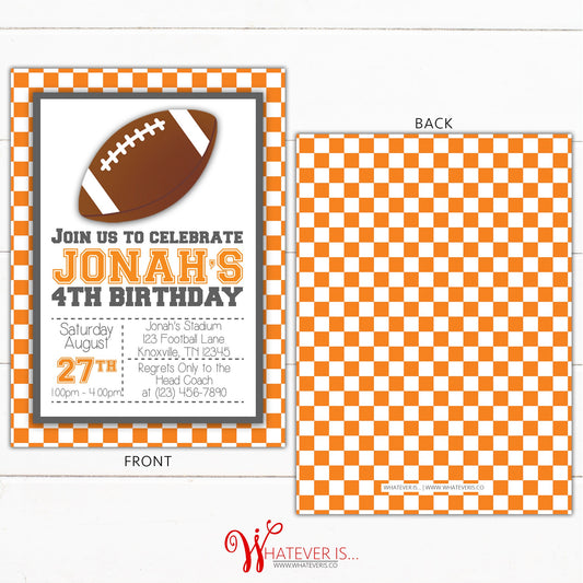 Orange and White Football Birthday Invitation | Football Birthday Party | Tennessee Vols Football | Boy Birthday Party Invitation | Football