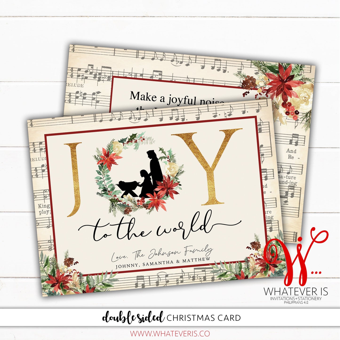 Joy to the World Nativity Psalm 100 Christian Christmas Card