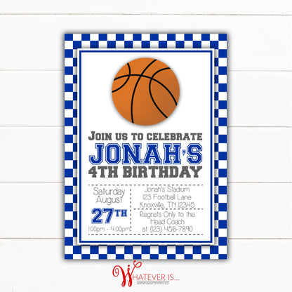 Kentucky Blue Birthday Invitation | Basketball Birthday Invitation | Boy Birthday Party Invitation | Blue and White | College Basketball