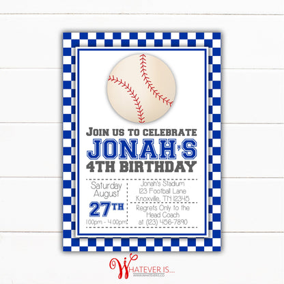 Kentucky Blue Baseball Birthday Invitation | Baseball Birthday Invitation | Boy Birthday Party Invitation | Blue & White | College Baseball