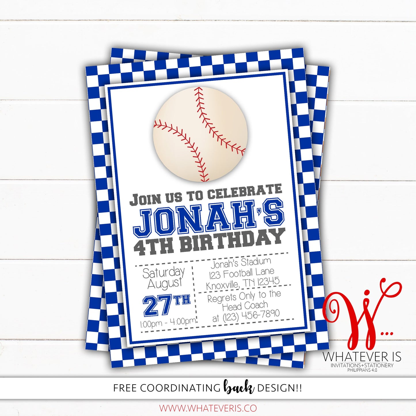 Kentucky Blue Baseball Birthday Invitation | Baseball Birthday Invitation | Boy Birthday Party Invitation | Blue & White | College Baseball