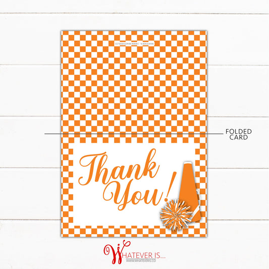 A2 Cheerleading Orange and White Thank You Cards • Set of 12