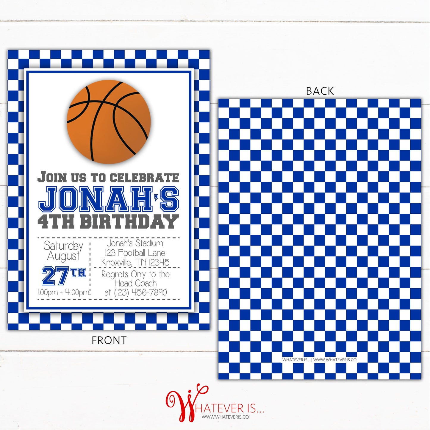 Kentucky Blue Birthday Invitation | Basketball Birthday Invitation | Boy Birthday Party Invitation | Blue and White | College Basketball