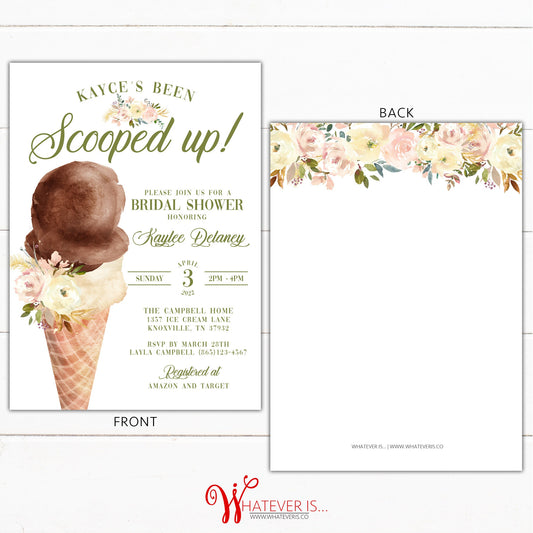 She's Been Scooped Up Bridal Shower Invitations | Ice Cream Bridal Shower Invitation | Summer Bridal Shower | Ice Cream Wedding Shower