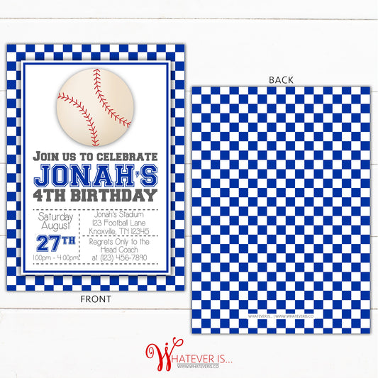 Kentucky Blue Baseball Birthday Invitation | Baseball Birthday Invitation | Boy Birthday Party Invitation | Blue & White | College Baseball