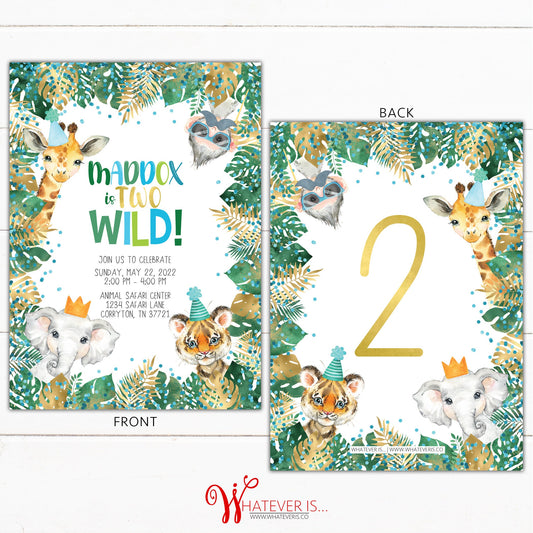 Born TWO be Wild Safari Birthday Invitation
