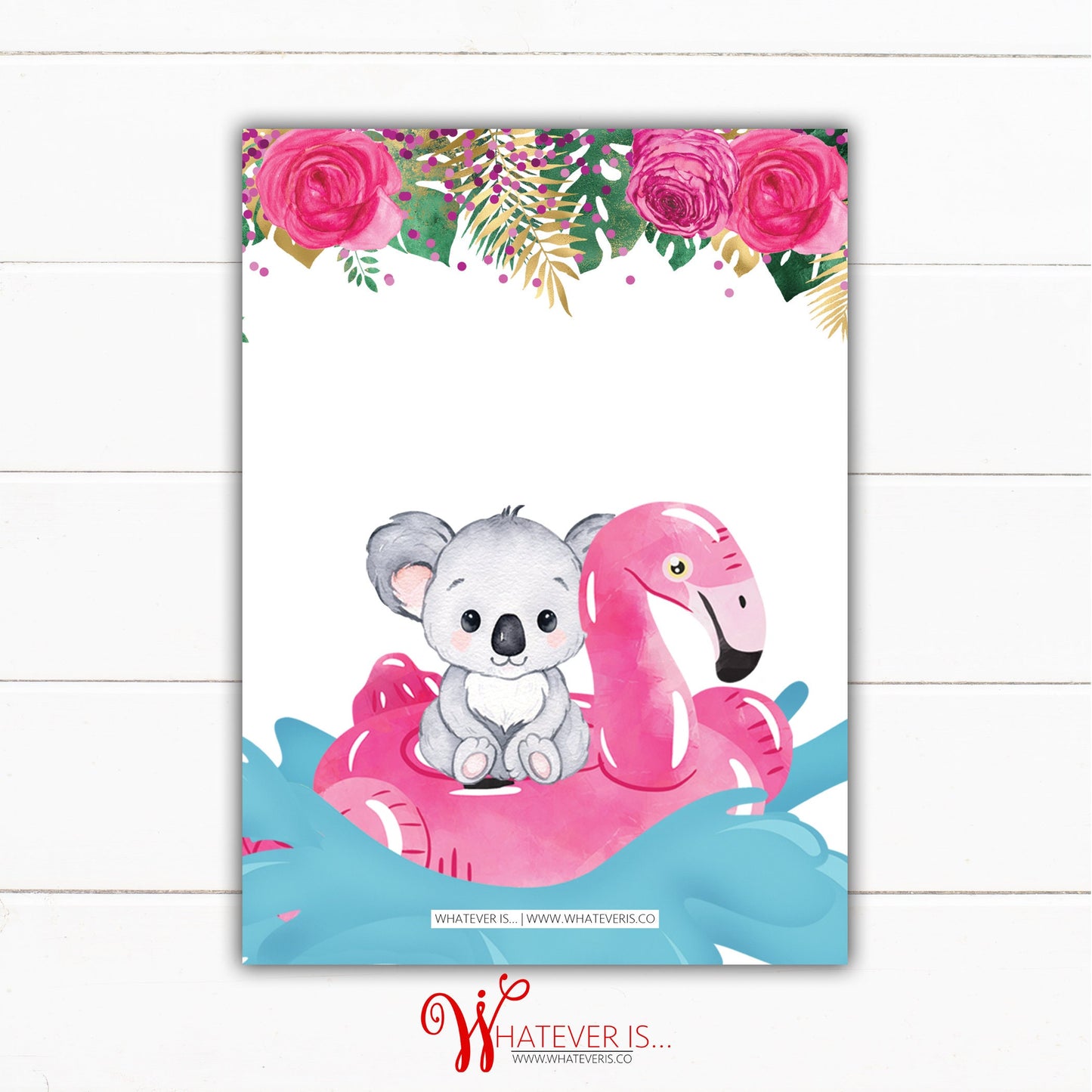 Koala Pool Party Birthday Invitation | Koala Birthday Invitation | Floral Birthday Invitation | Bear Birthday Invitation | Girl Birthday