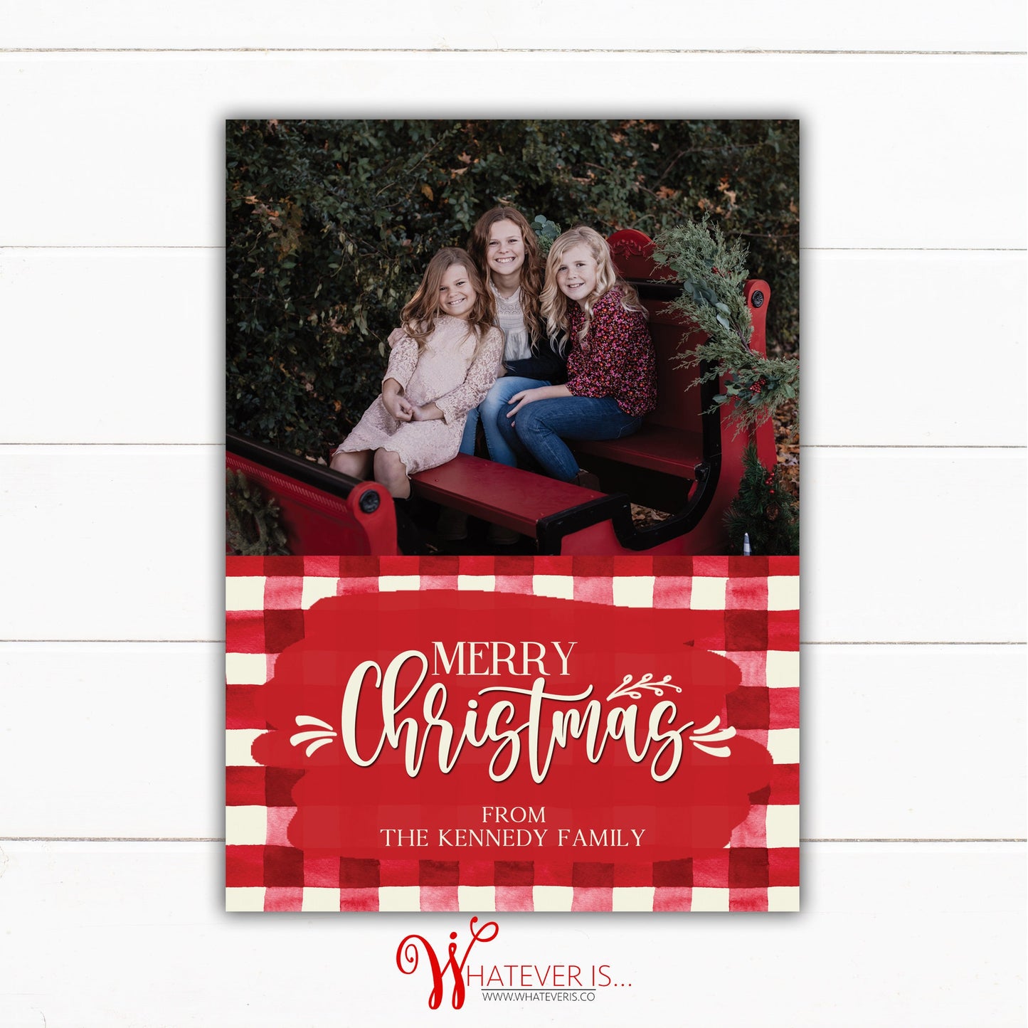 Red Gingham Kid's Favorite Thing Christmas Card