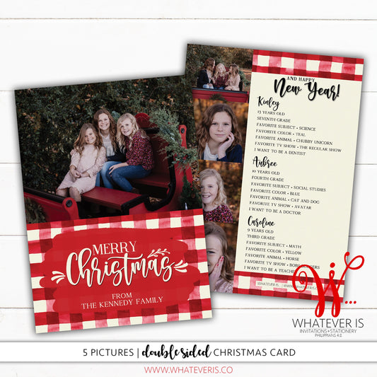 Red Gingham Kid's Favorite Thing Christmas Card